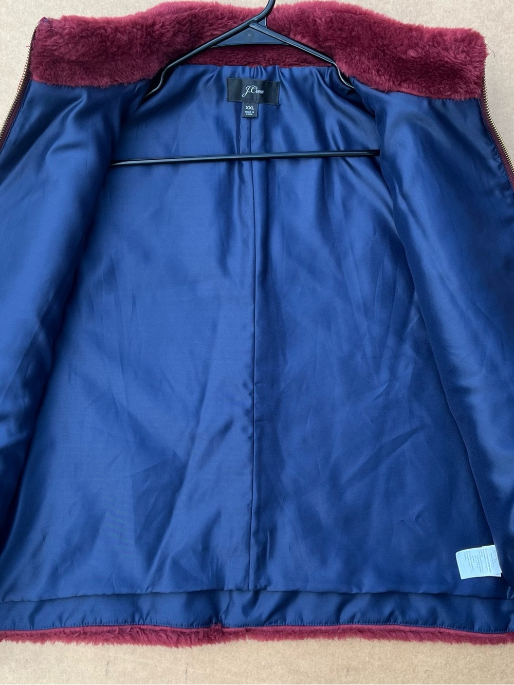 Burgundy Faux Fur Zip Vest XXL - Picture 4 of 8